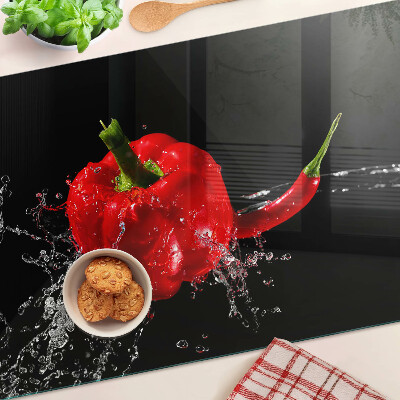 Tagliere in vetro temperato Peperone rosso in acqua