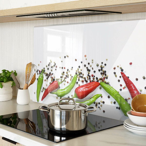 Tagliere in vetro temperato con motivo peperone e pepe