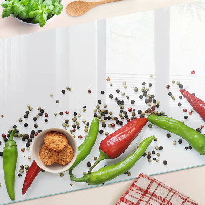 Tagliere in vetro temperato con motivo peperone e pepe