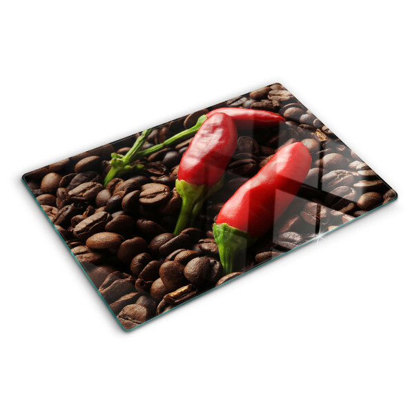 Tagliere in vetro Caffè e peperoncini