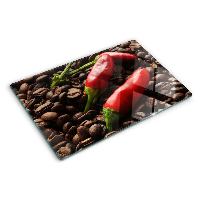 Tagliere in vetro Caffè e peperoncini