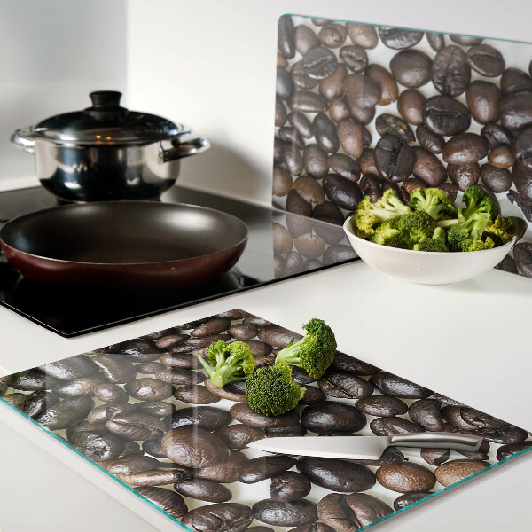 Tagliere in vetro temperato con motivo di chicchi di caffè