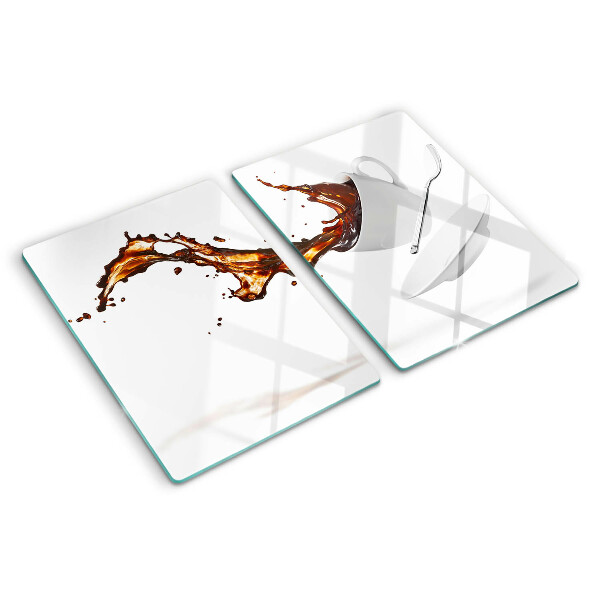 Tagliere in vetro temperato con motivo di schizzi di caffè e bevande