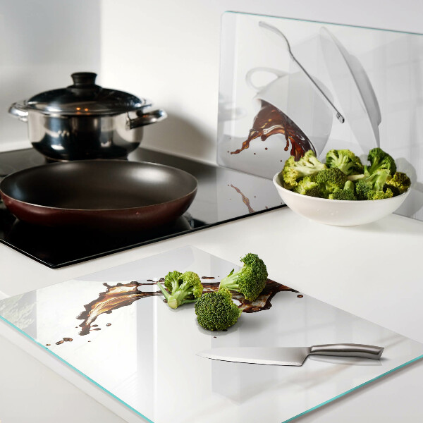 Tagliere in vetro temperato con motivo di schizzi di caffè e bevande