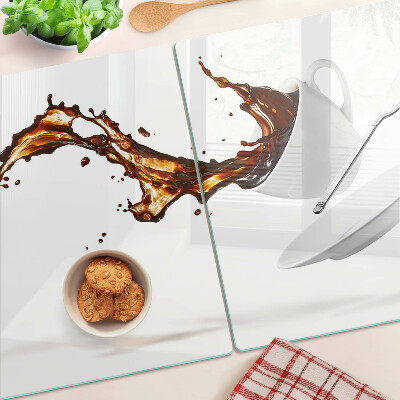 Tagliere in vetro temperato con motivo di schizzi di caffè e bevande