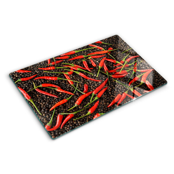 Tagliere in vetro Peperoncini sul pepe nero