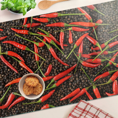 Tagliere in vetro Peperoncini sul pepe nero