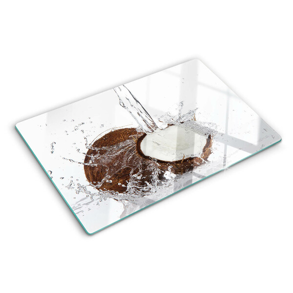 Tagliere in vetro temperato Cocco con acqua e schizzo