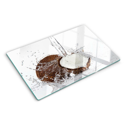 Tagliere in vetro temperato Cocco con acqua e schizzo