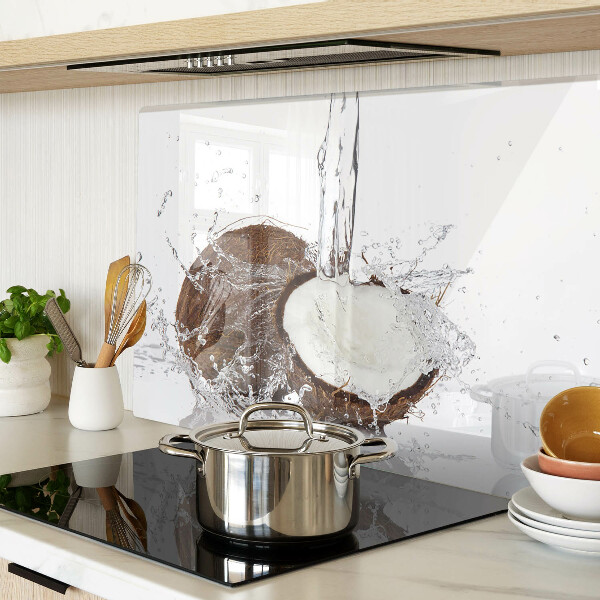 Tagliere in vetro temperato con motivo cocco con effetto acqua e schizzo