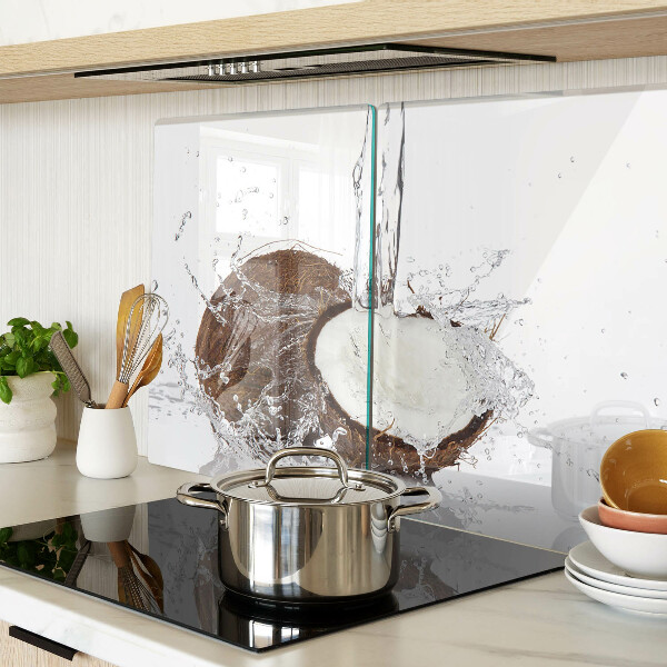 Tagliere in vetro temperato con motivo cocco con effetto acqua e schizzo