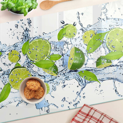 Tagliere in vetro temperato con motivo limoni ed effetto acqua