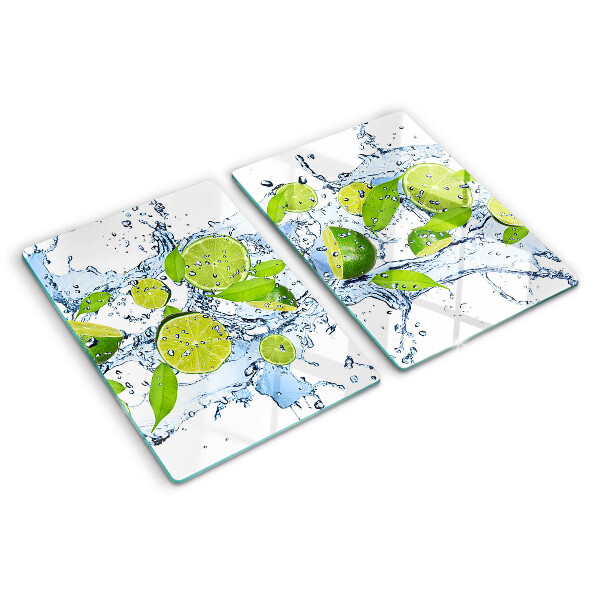 Tagliere in vetro temperato con motivo limoni ed effetto acqua