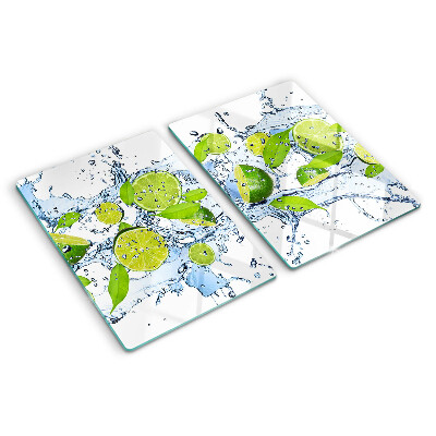 Tagliere in vetro temperato con motivo limoni ed effetto acqua