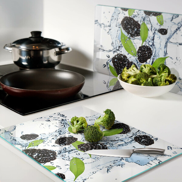 Tagliere in vetro con stampa motivo frutta immersa nell'acqua