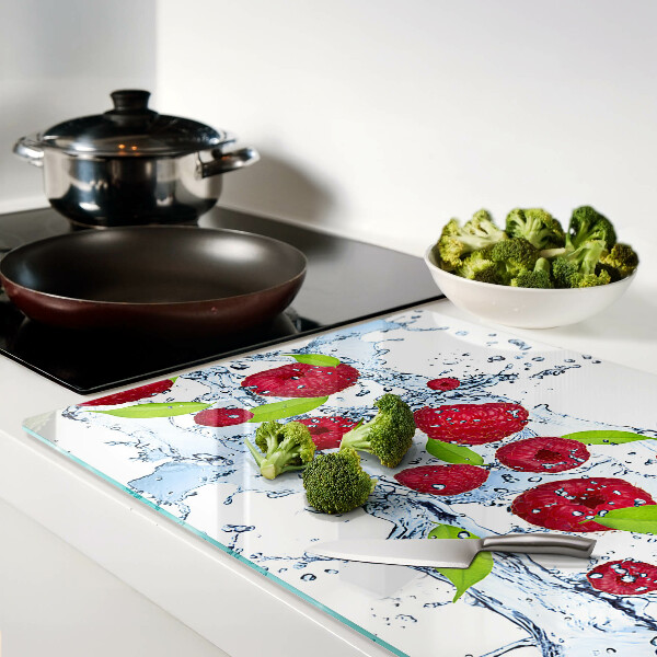 Tagliere in vetro temperato con stampa a tema frutta immersa in acqua