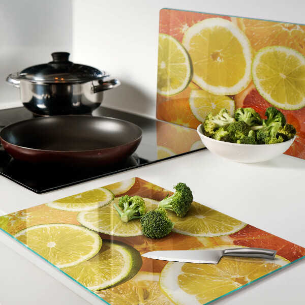 Tagliere in vetro con motivo di agrumi
