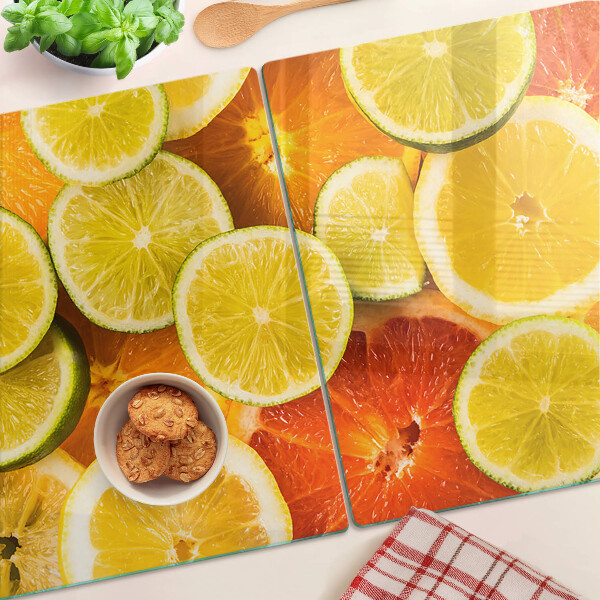Tagliere in vetro con motivo di agrumi