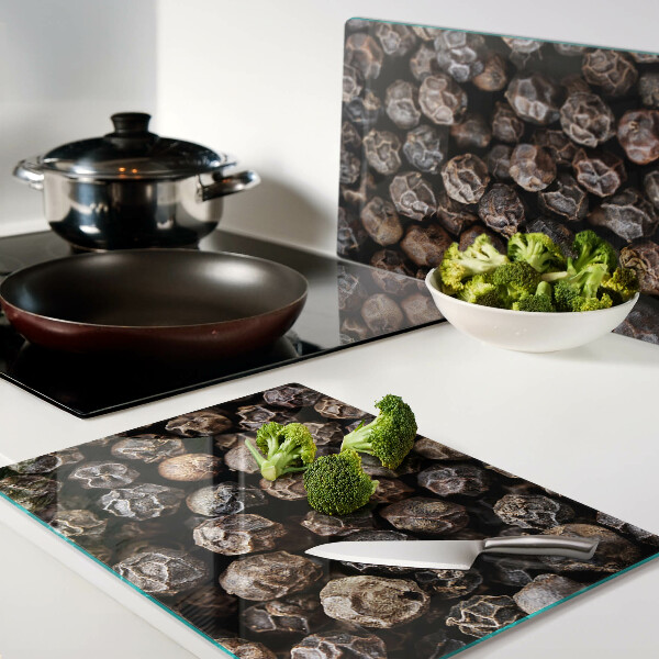 Tagliere in vetro temperato con motivo a grani di pepe