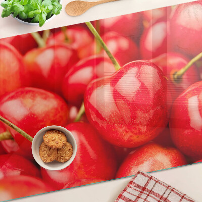 Tagliere in vetro temperato Ciliegie su sfondo rosso