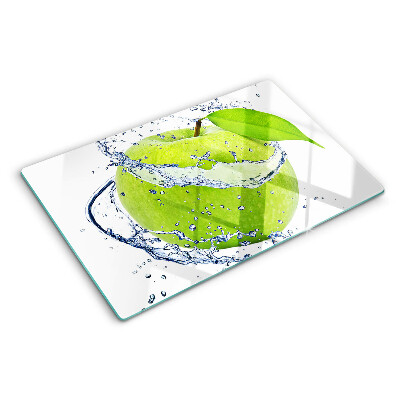 Tagliere in vetro temperato con motivo mela immersa in acqua