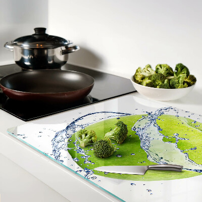 Tagliere in vetro temperato con motivo mela immersa in acqua