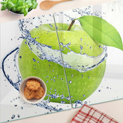 Tagliere in vetro temperato con motivo mela immersa in acqua