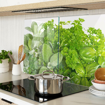 Tagliere in vetro temperato con motivo di erbe e foglie verdi