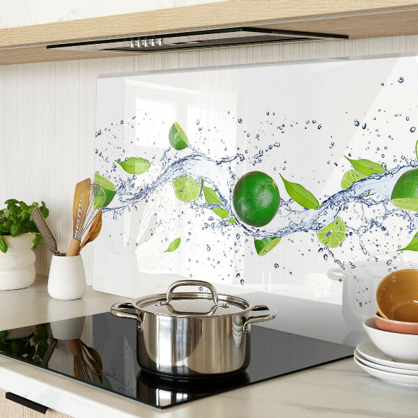 Tagliere in vetro temperato con motivo di limoni e gocce d'acqua con foglie