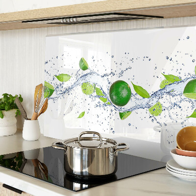 Tagliere in vetro temperato con motivo di limoni e gocce d'acqua con foglie