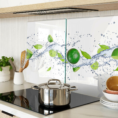 Tagliere in vetro temperato con motivo di limoni e gocce d'acqua con foglie