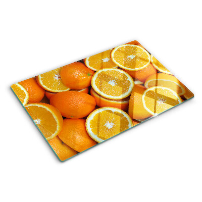 Tagliere in vetro temperato con decorazione a fette d'arancia