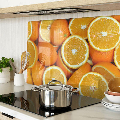 Tagliere in vetro temperato con decorazione a fette d'arancia