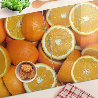 Tagliere in vetro temperato con decorazione a fette d'arancia