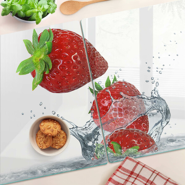 Tagliere in vetro Fragole in acqua
