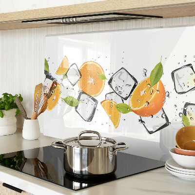 Tagliere in vetro temperato con stampa di agrumi su sfondo ghiacciato