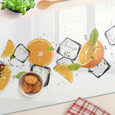 Tagliere in vetro temperato con stampa di agrumi su sfondo ghiacciato