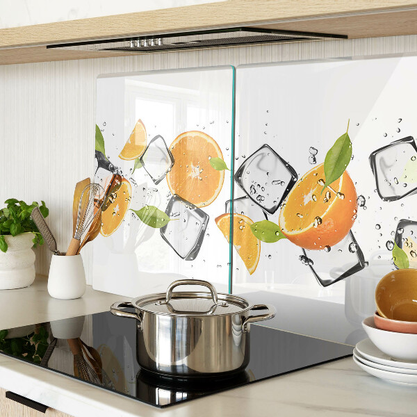 Tagliere in vetro temperato con stampa di agrumi su sfondo ghiacciato