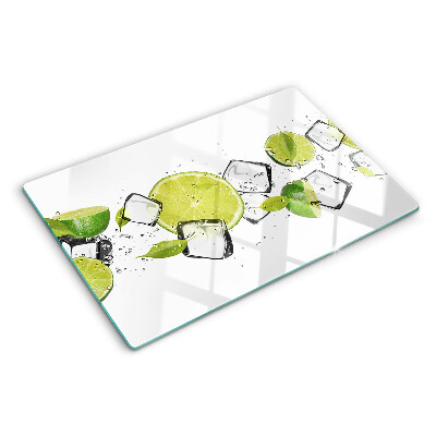 Tagliere in vetro Limoni con ghiaccio in acqua