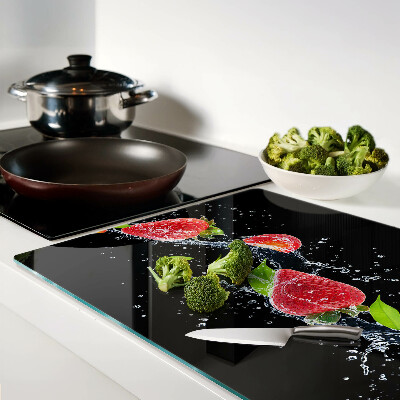 Tagliere in vetro temperato con stampa di fragole immerse nell'acqua