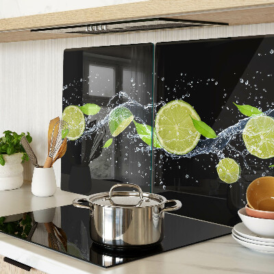 Tagliere in vetro temperato con stampa di limoni in acqua e foglie di menta