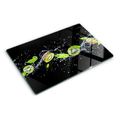 Tagliere in vetro Kiwi in acqua con foglie