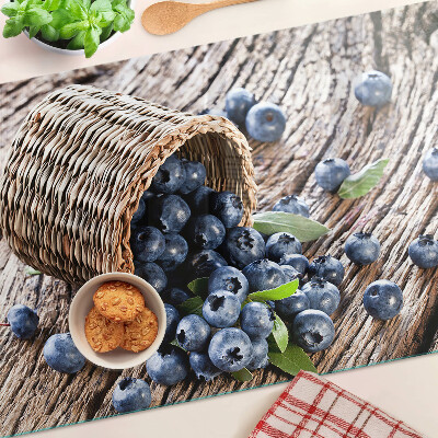 Tagliere in vetro temperato con motivo di mirtilli in un cesto