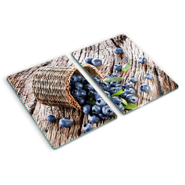 Tagliere in vetro temperato con motivo di mirtilli in un cesto