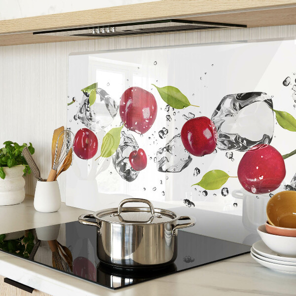 Tagliere in vetro temperato con motivo di mele rosse su sfondo ghiacciato