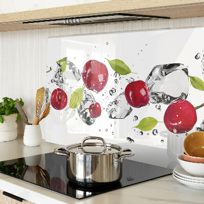 Tagliere in vetro temperato con motivo di mele rosse su sfondo ghiacciato