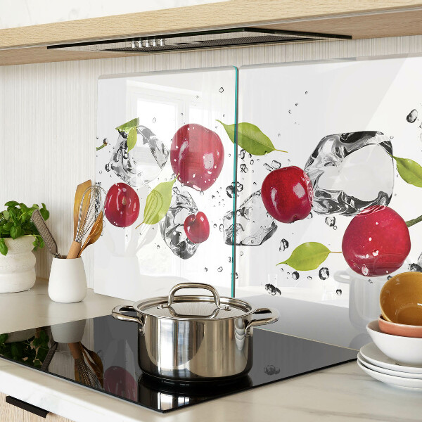 Tagliere in vetro temperato con motivo di mele rosse su sfondo ghiacciato