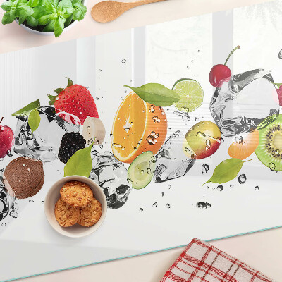 Tagliere in vetro temperato con motivo di frutta e ghiaccio