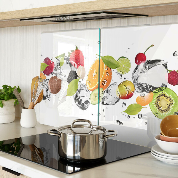 Tagliere in vetro temperato con motivo di frutta e ghiaccio