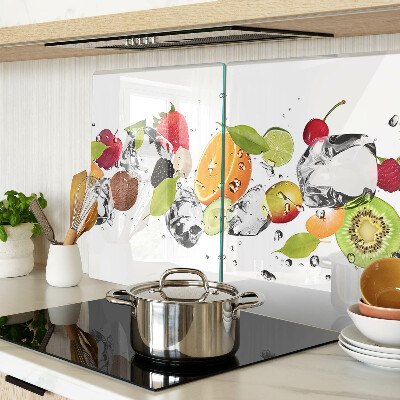 Tagliere in vetro temperato con motivo di frutta e ghiaccio